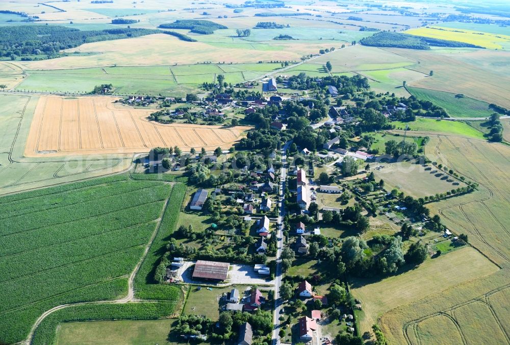 Aerial image Alt Käbelich - Village - view on the edge of agricultural fields and farmland in Alt Kaebelich in the state Mecklenburg - Western Pomerania, Germany