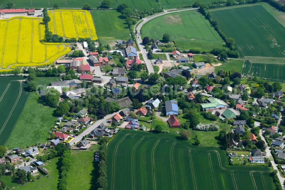 Altengörs from above - Village - view on the edge of agricultural fields and farmland in Altengoers in the state Schleswig-Holstein, Germany