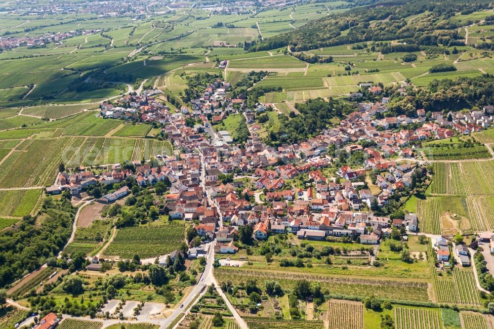 Bad Dürkheim from the bird's eye view: Village - view on the edge of agricultural fields and farmland in Bad Duerkheim in the state Rhineland-Palatinate, Germany