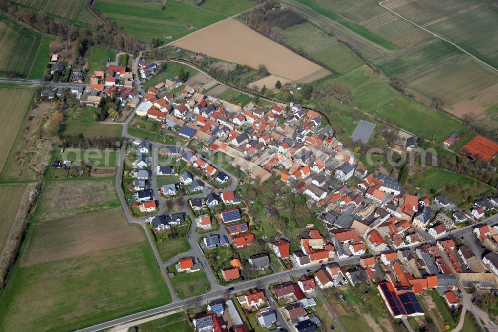 Badenheim from the bird's eye view: Village - view on the edge of agricultural fields and farmland in Badenheim in the state Rhineland-Palatinate