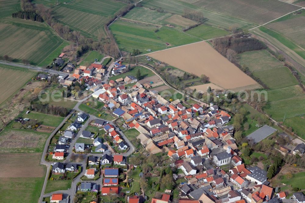 Aerial photograph Badenheim - Village - view on the edge of agricultural fields and farmland in Badenheim in the state Rhineland-Palatinate