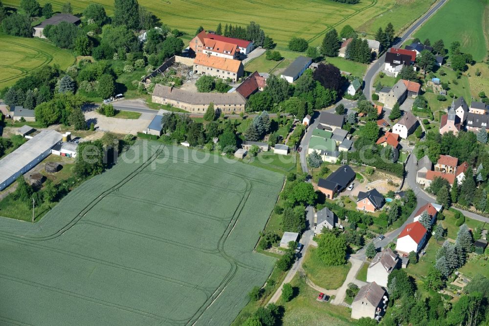 Aerial image Beicha - Village - view on the edge of agricultural fields and farmland in Beicha in the state Saxony, Germany