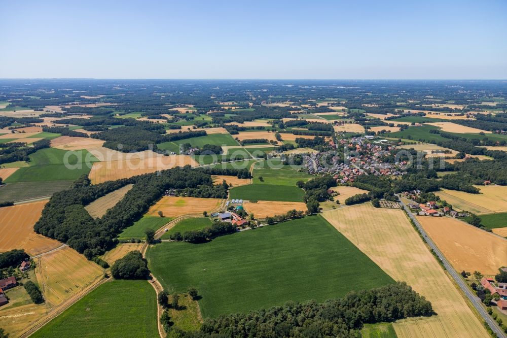 Aerial image Brock - Village - view on the edge of agricultural fields and farmland in Brock in the state North Rhine-Westphalia, Germany