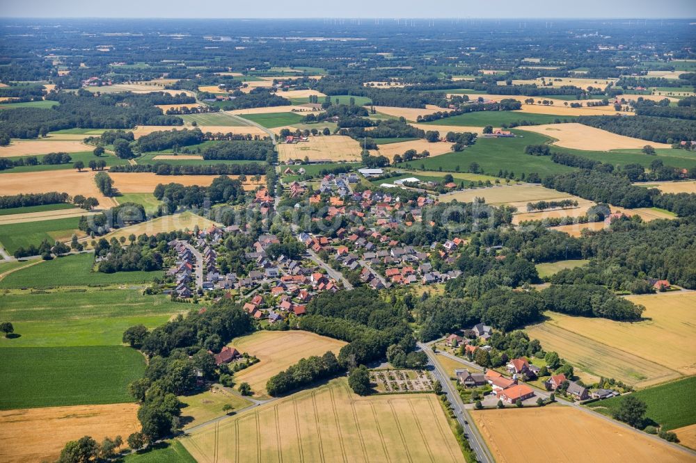 Aerial photograph Brock - Village - view on the edge of agricultural fields and farmland in Brock in the state North Rhine-Westphalia, Germany