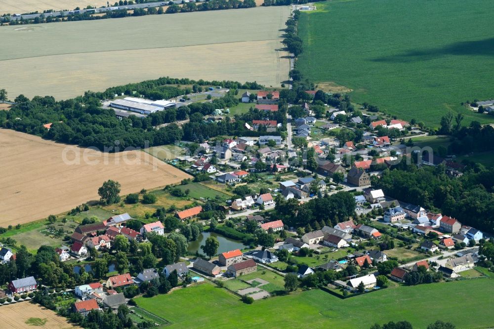 Aerial image Brusendorf - Village - view on the edge of agricultural fields and farmland in Brusendorf in the state Brandenburg, Germany