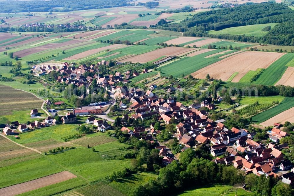 Cleebourg from above - Village - view on the edge of agricultural fields and farmland in Cleebourg in Grand Est, France