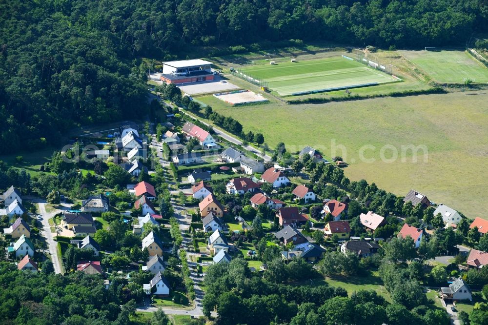 Criewen from above - Village - view on the edge of agricultural fields and farmland in Criewen in the state Brandenburg, Germany