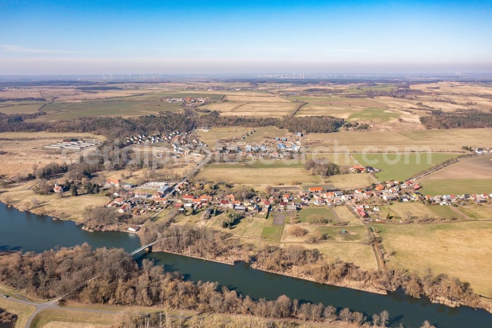 Aerial photograph Criewen - Village - view on the edge of agricultural fields and farmland in Criewen in the state Brandenburg, Germany