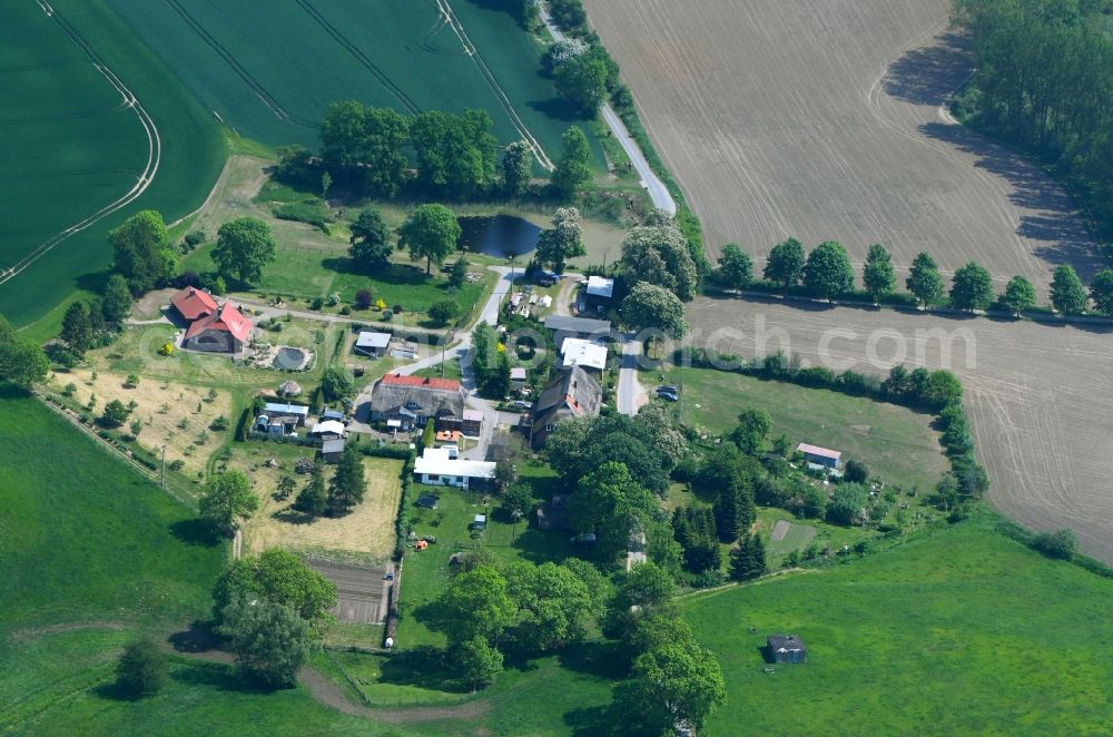 Aerial photograph Dalberg-Wendelstorf - Village - view on the edge of agricultural fields and farmland in Dalberg-Wendelstorf in the state Mecklenburg - Western Pomerania, Germany