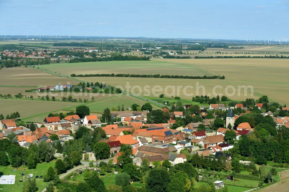 Deesdorf from above - Village - view on the edge of agricultural fields and farmland in Deesdorf in the state Saxony-Anhalt, Germany