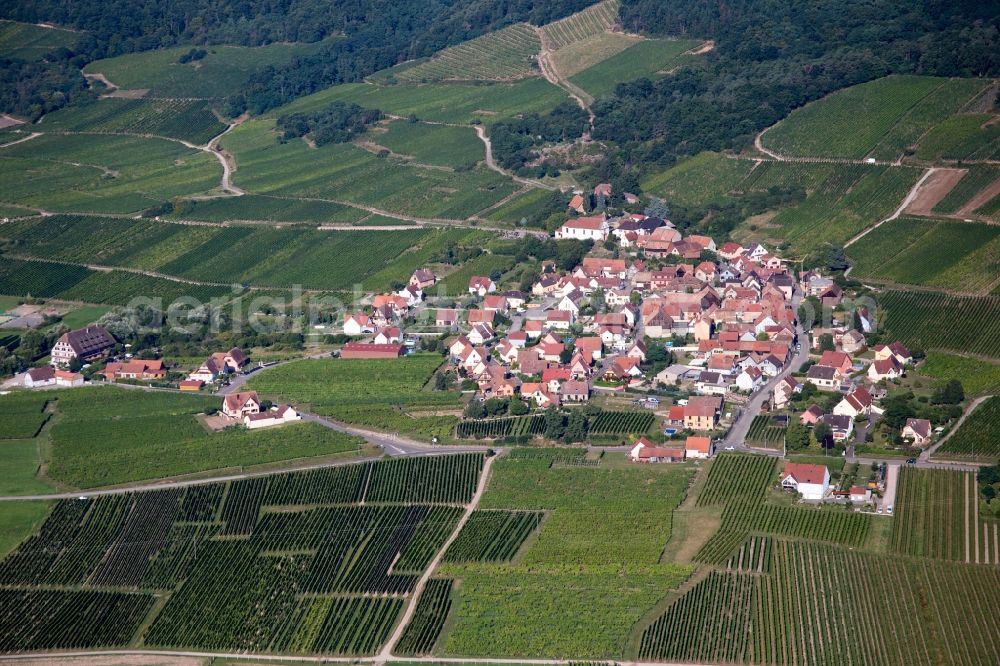 Dieffenthal from the bird's eye view: Village - view on the edge of agricultural fields and farmland in Dieffenthal in Grand Est, France