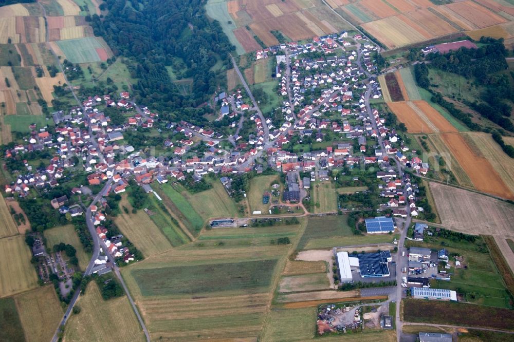 Aerial image Donsieders - Village - view on the edge of agricultural fields and farmland in Donsieders in the state Rhineland-Palatinate