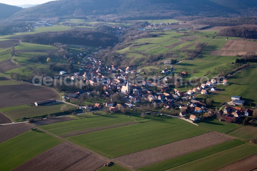 Aerial photograph Drachenbronn-Birlenbach - Village - view on the edge of agricultural fields and farmland in Drachenbronn-Birlenbach in Grand Est, France