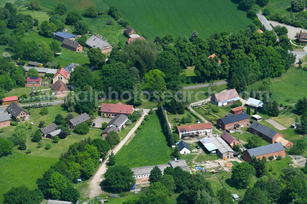 Drefahl from above - Village - view on the edge of agricultural fields and farmland in Drefahl in the state Mecklenburg - Western Pomerania, Germany