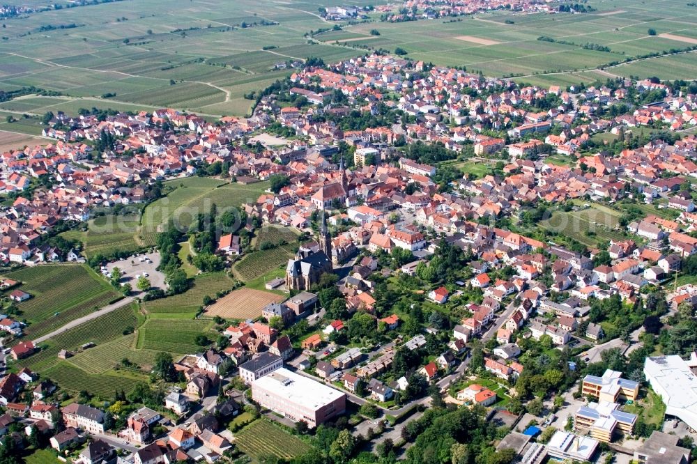 Edenkoben from above - Village - view on the edge of agricultural fields and farmland in Edenkoben in the state Rhineland-Palatinate