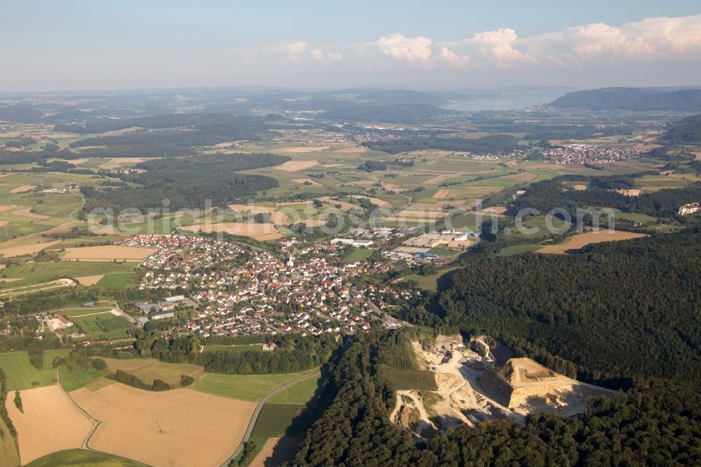 Aerial photograph Eigeltingen - Village - view on the edge of agricultural fields and farmland in Eigeltingen in the state Baden-Wuerttemberg