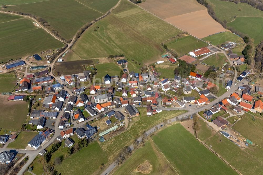 Aerial photograph Eppe - Village - view on the edge of agricultural fields and farmland in Eppe in the state Hesse, Germany