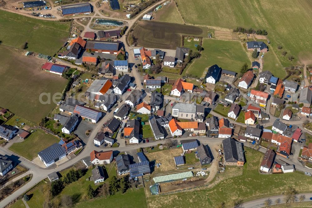 Eppe from above - Village - view on the edge of agricultural fields and farmland in Eppe in the state Hesse, Germany