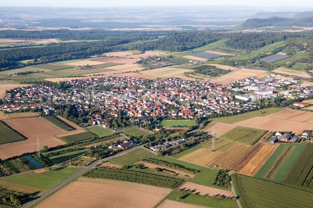 Erligheim from the bird's eye view: Village - view on the edge of agricultural fields and farmland in Erligheim in the state Baden-Wuerttemberg