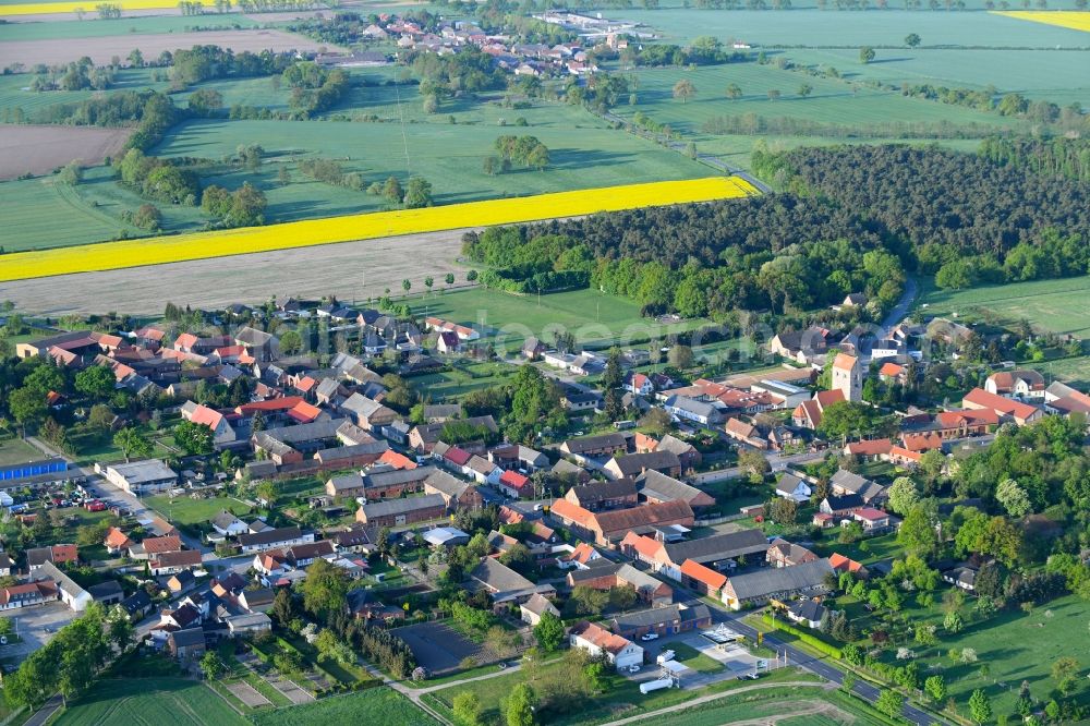 Erxleben from above - Village - view on the edge of agricultural fields and farmland in Erxleben in the state Saxony-Anhalt, Germany