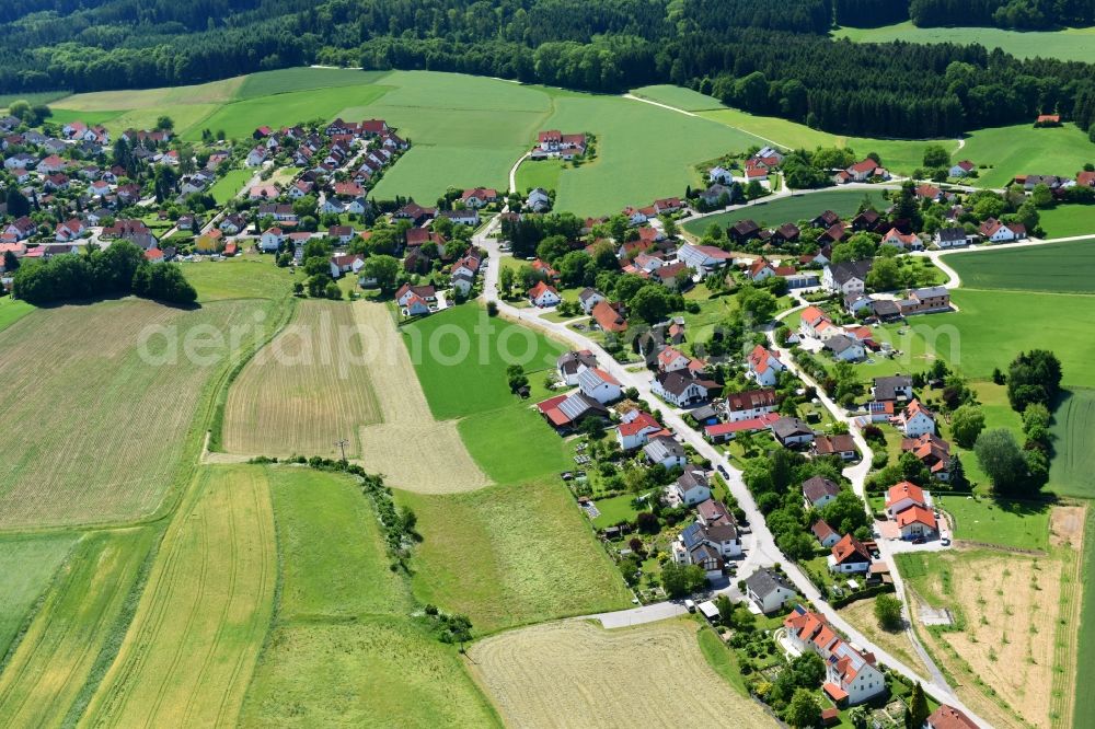 Aerial image Fernhag - Village - view on the edge of agricultural fields and farmland in Fernhag in the state Bavaria, Germany