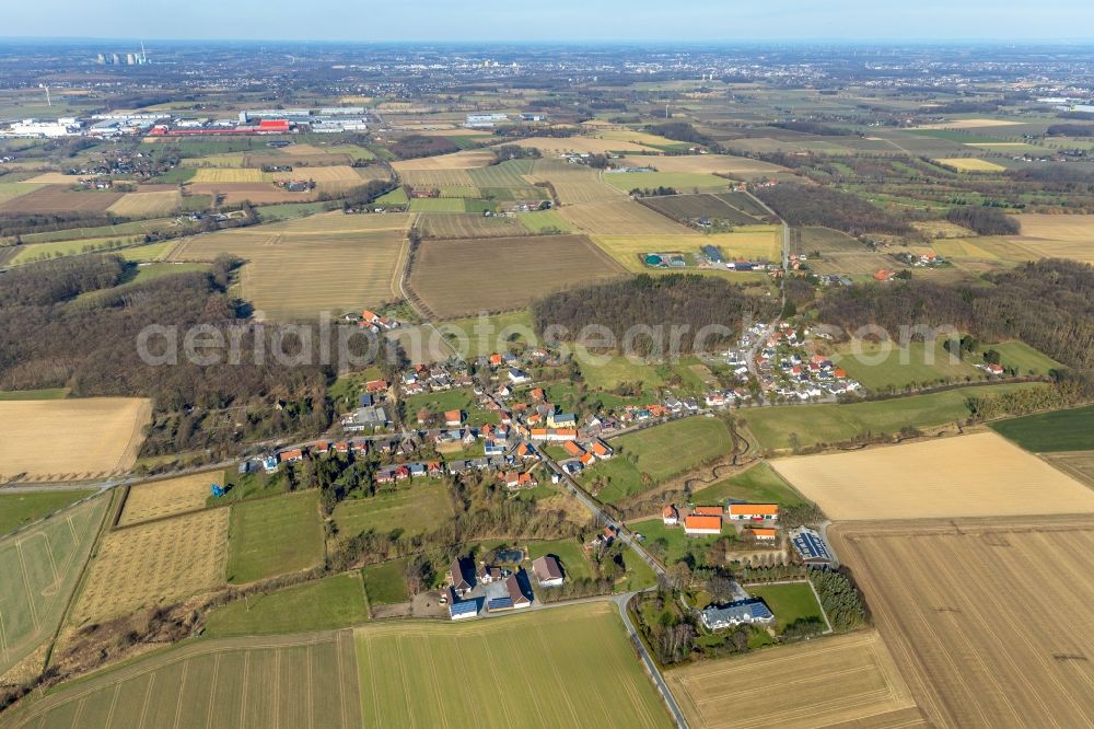 Aerial image Flierich - Village - view on the edge of agricultural fields and farmland in Flierich in the state North Rhine-Westphalia, Germany