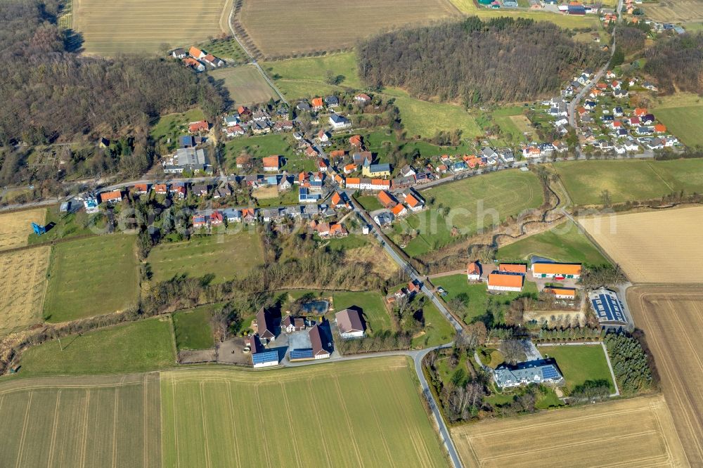 Aerial photograph Flierich - Village - view on the edge of agricultural fields and farmland in Flierich in the state North Rhine-Westphalia, Germany