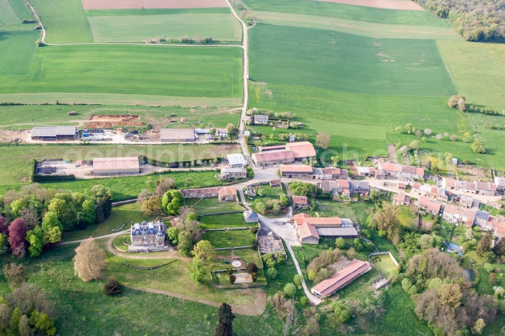 Fresnois from above - Village - view on the edge of agricultural fields and farmland in Fresnois in Grand Est, France