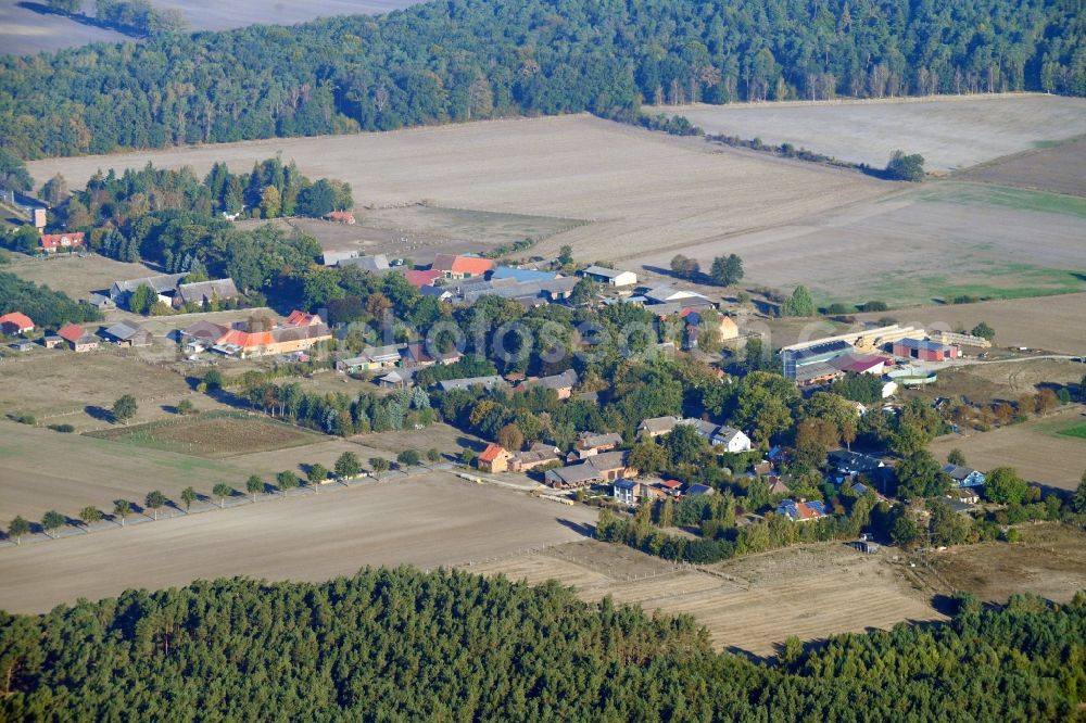 Gedelitz from above - Village - view on the edge of agricultural fields and farmland in Gedelitz in the state Lower Saxony, Germany