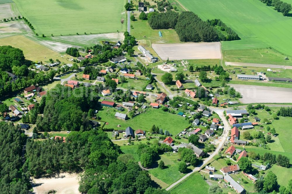 Gollensdorf from above - Village - view on the edge of agricultural fields and farmland in Gollensdorf in the state Saxony-Anhalt, Germany