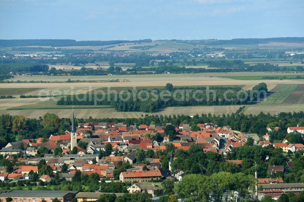 Aerial photograph Gröningen - Village - view on the edge of agricultural fields and farmland in Groeningen in the state Saxony-Anhalt, Germany