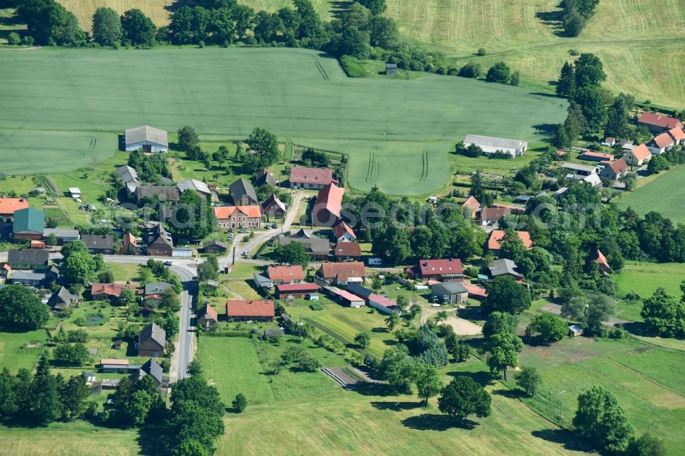 Aerial image Groß Pankow - Village - view on the edge of agricultural fields and farmland in Gross Pankow in the state Mecklenburg - Western Pomerania, Germany