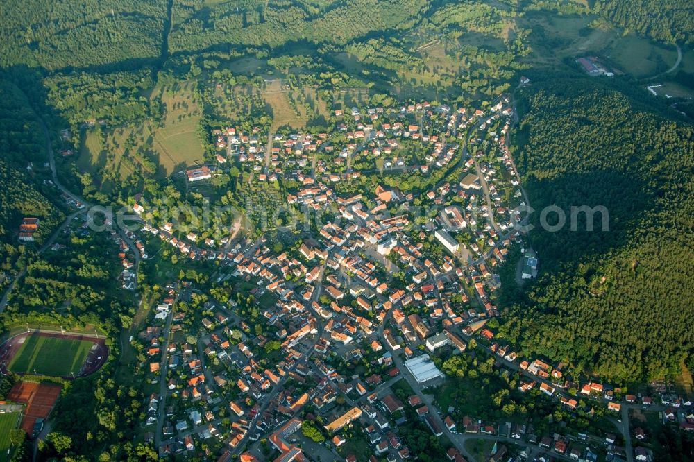 Aerial image Hauenstein - Village - view on the edge of agricultural fields and farmland in Hauenstein in the state Rhineland-Palatinate, Germany