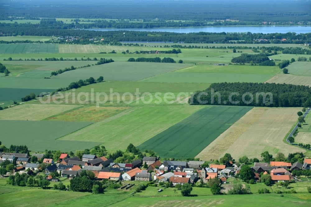 Heiligenfelde from above - Village - view on the edge of agricultural fields and farmland in Heiligenfelde in the state Saxony-Anhalt, Germany