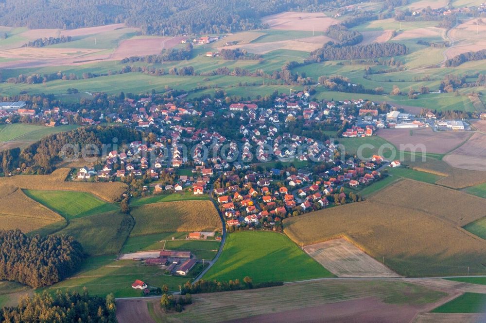 Heinersreuth from above - Village - view on the edge of agricultural fields and farmland in Heinersreuth in the state Bavaria, Germany