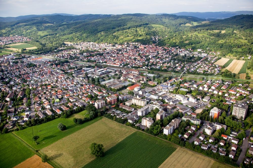 Aerial photograph Hemsbach - Village - view on the edge of agricultural fields and farmland in Hemsbach in the state Baden-Wuerttemberg, Germany