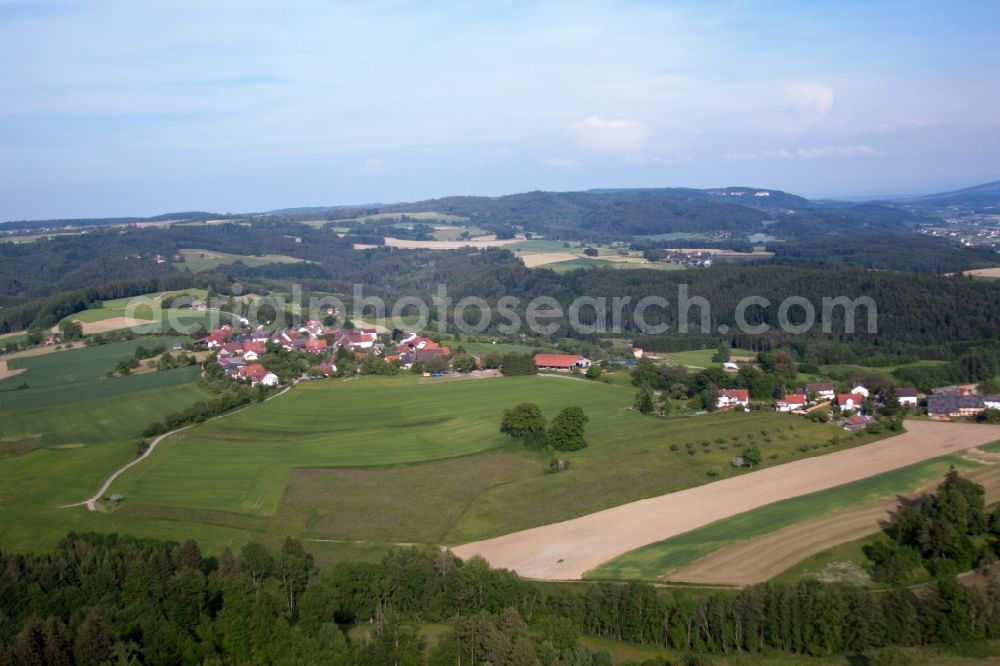 Herdwangen-Schönach from above - Village - view on the edge of agricultural fields and farmland in Herdwangen-Schoenach in the state Baden-Wuerttemberg, Germany