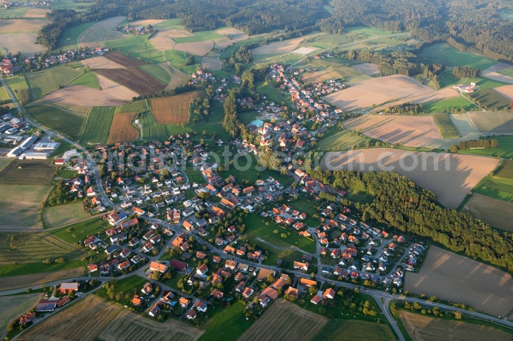 Herdwangen-Schönach from the bird's eye view: Village - view on the edge of agricultural fields and farmland in Herdwangen-Schoenach in the state Baden-Wuerttemberg, Germany