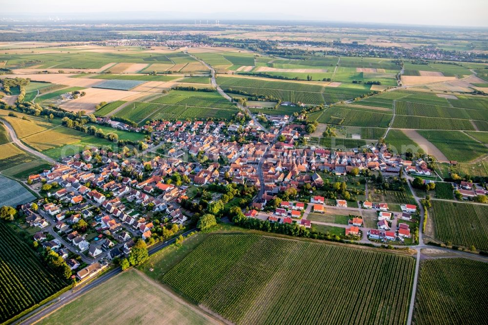 Aerial photograph Impflingen - Village - view on the edge of agricultural fields and farmland in Impflingen in the state Rhineland-Palatinate, Germany