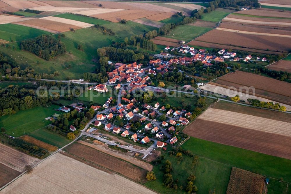 Aerial photograph Ingolsheim - Village - view on the edge of agricultural fields and farmland in Ingolsheim in Grand Est, France