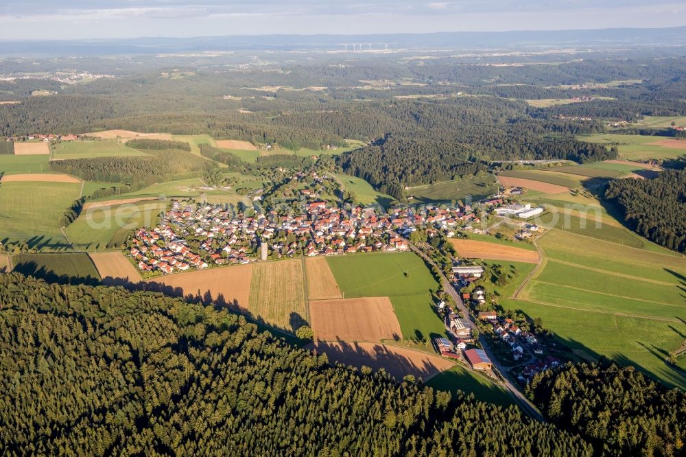 Kaisersbach from above - Village - view on the edge of agricultural fields and farmland in Kaisersbach in the state Baden-Wuerttemberg, Germany