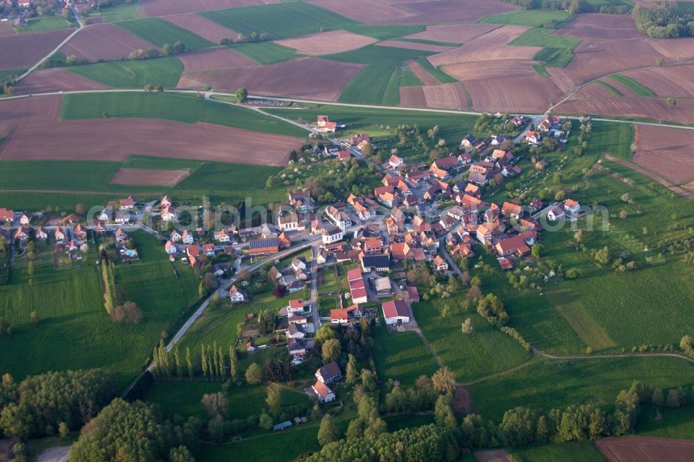 Keffenach from above - Village - view on the edge of agricultural fields and farmland in Keffenach in Grand Est, France