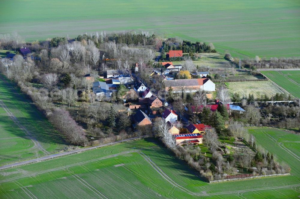 Aerial photograph Körnitz - Village - view on the edge of agricultural fields and farmland in Koernitz in the state Saxony-Anhalt, Germany