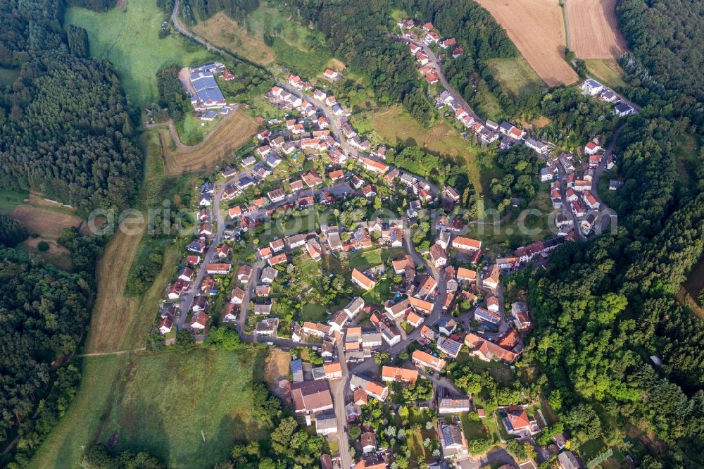 Aerial photograph Lambsborn - Village - view on the edge of agricultural fields and farmland in Lambsborn in the state Rhineland-Palatinate, Germany