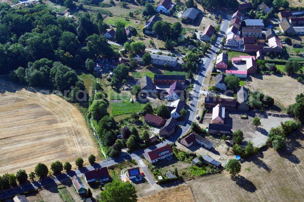 Aerial image Landin - Village - view on the edge of agricultural fields and farmland in Landin in the state Brandenburg, Germany