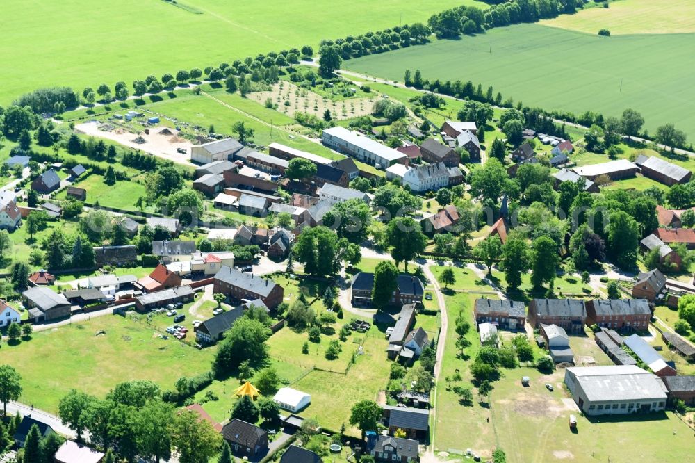 Lanz from the bird's eye view: Village - view on the edge of agricultural fields and farmland in Lanz in the state Brandenburg, Germany