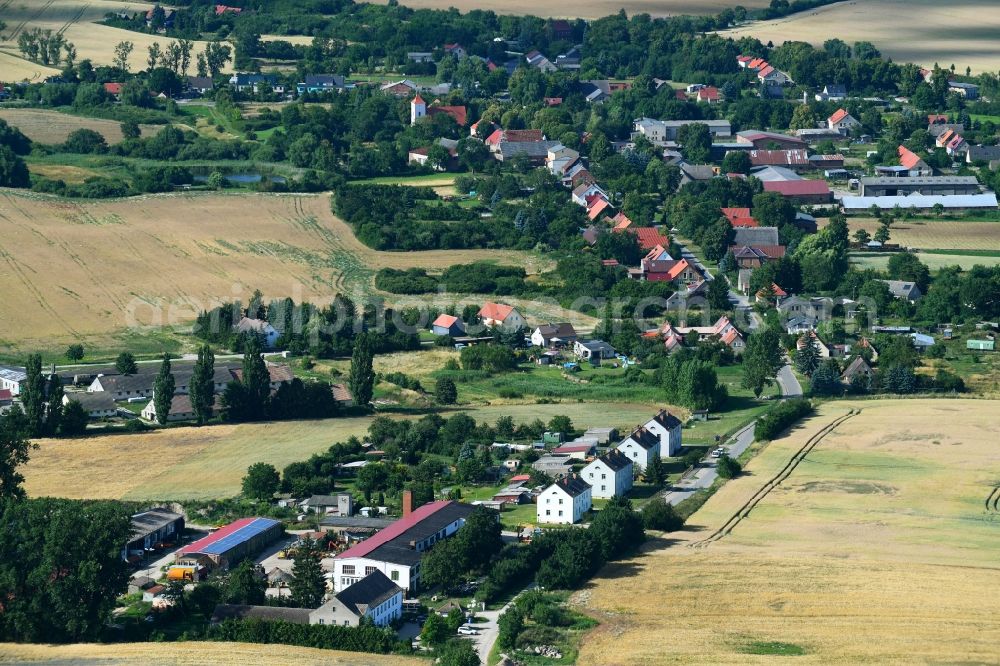 Lüdersdorf from above - Village - view on the edge of agricultural fields and farmland in Luedersdorf in the state Brandenburg, Germany