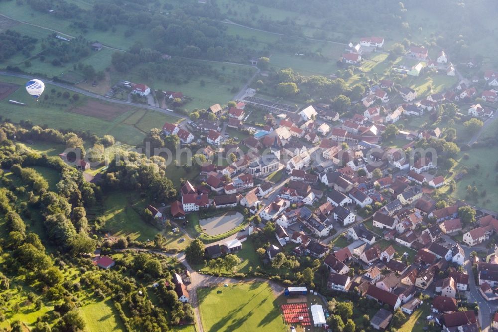 Leutenbach from above - Village - view on the edge of agricultural fields and farmland in Leutenbach in the state Bavaria, Germany