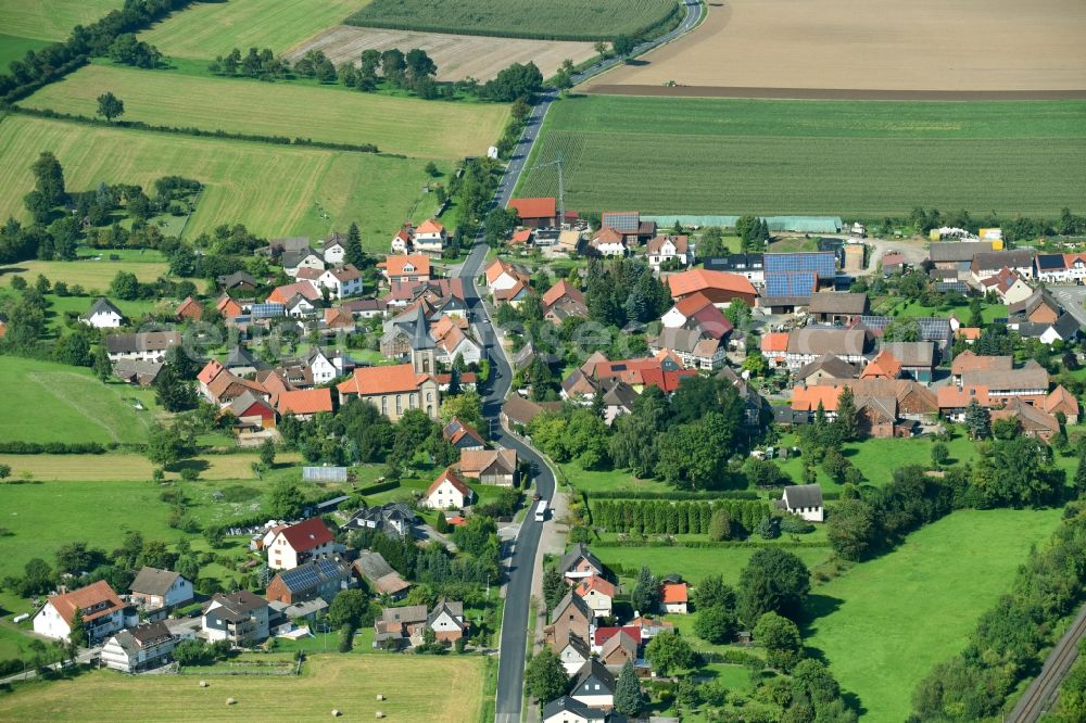 Aerial image Lutterhausen - Village - view on the edge of agricultural fields and farmland in Lutterhausen in the state Lower Saxony, Germany