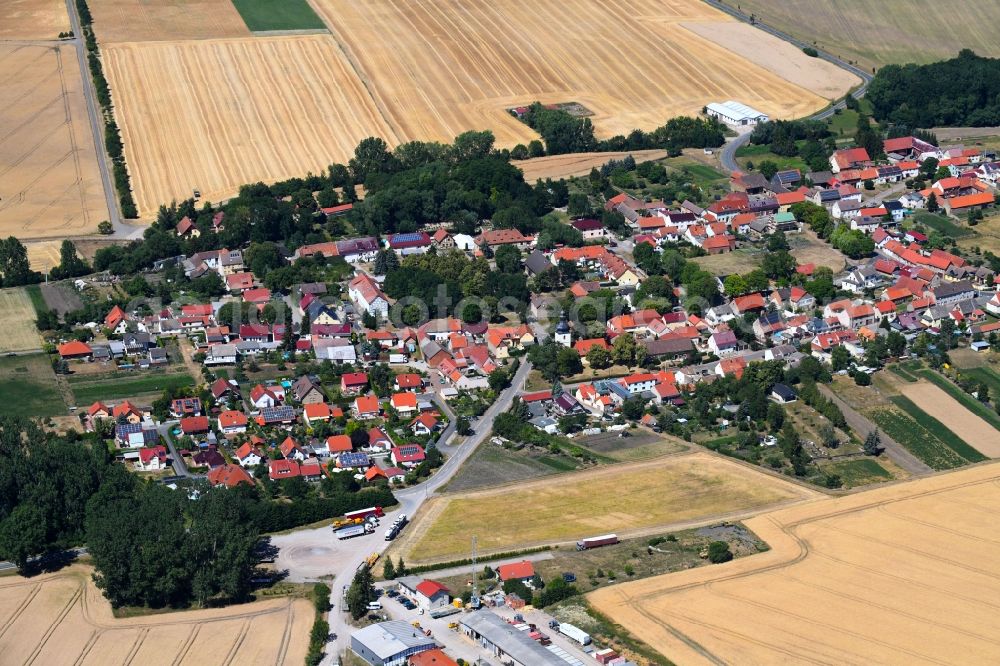 Markvippach from above - Village - view on the edge of agricultural fields and farmland in Markvippach in the state Thuringia, Germany